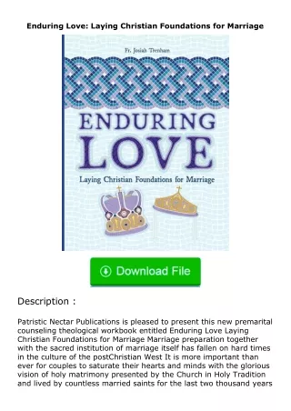 [PDF]❤READ⚡ Enduring Love: Laying Christian Foundations for Marriage