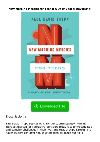 Download❤[READ]✔ New Morning Mercies for Teens: A Daily Gospel Devotional