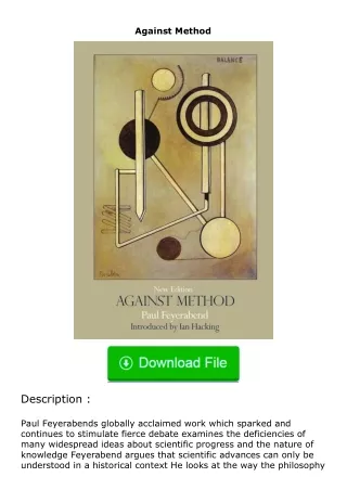 Pdf⚡(read✔online) Against Method