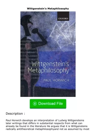 ❤PDF⚡ Wittgenstein's Metaphilosophy