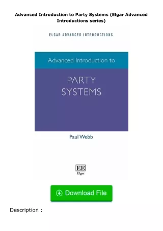 Download❤[READ]✔ Advanced Introduction to Party Systems (Elgar Advanced Introd