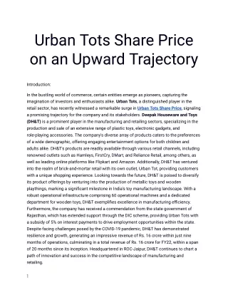 Get The Best Urban Tots Share Price Only At Planify