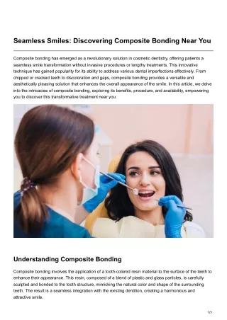 Seamless Smiles Discovering Composite Bonding Near You