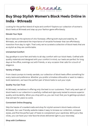 Buy Shop Stylish Women's Block Heels Online in India - 9threadz