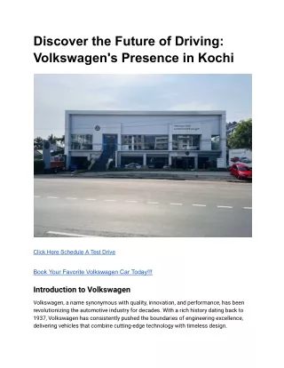 Discover the Future of Driving_ Volkswagen's Presence in Kochi