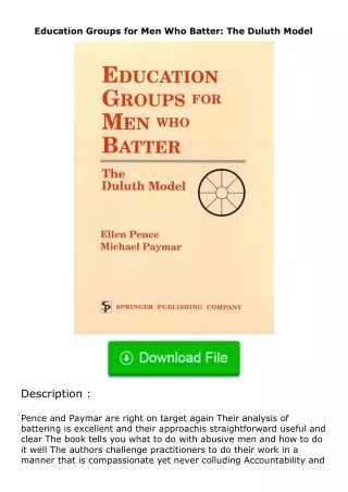 [PDF]❤READ⚡ Education Groups for Men Who Batter: The Duluth Model