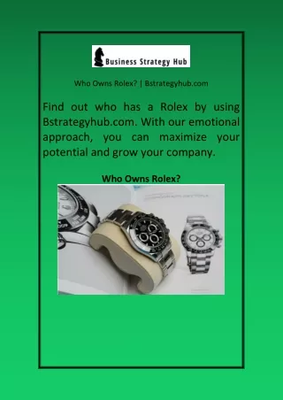 Who Owns Rolex Bstrategyhub com