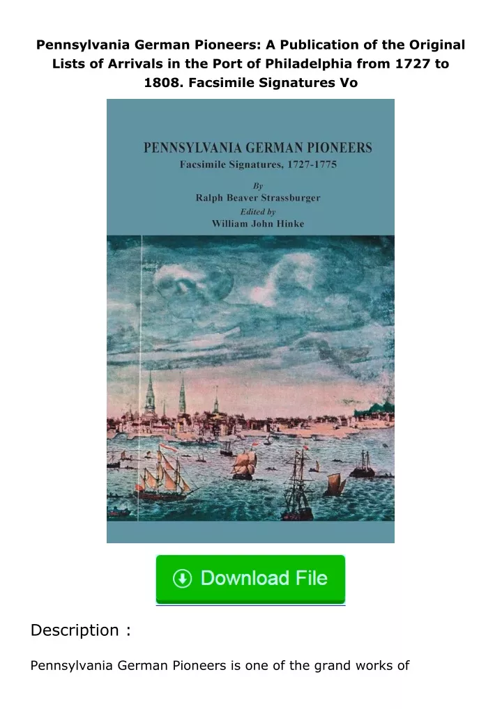 pennsylvania german pioneers a publication