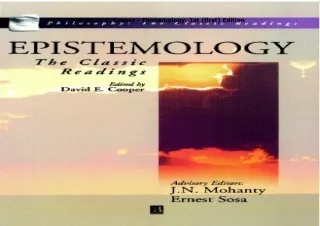 [DOWNLOAD]⚡️PDF✔️ By David E. Cooper - Epistemology: 1st (first) Edition