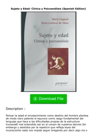 Download⚡ Sujeto y Edad: Clínica y Psicoanálisis (Spanish Edition)