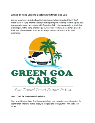A Step-by-Step Guide to Booking with Green Goa Cab