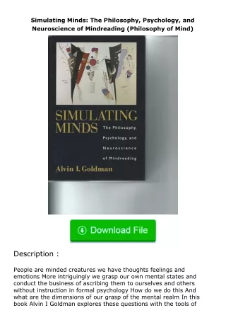 pdf❤(download)⚡ Simulating Minds: The Philosophy, Psychology, and Neuroscience