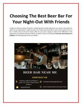 Choosing The Best Beer Bar For Your Night-Out With Friends