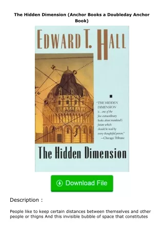 ❤PDF⚡ The Hidden Dimension (Anchor Books a Doubleday Anchor Book)
