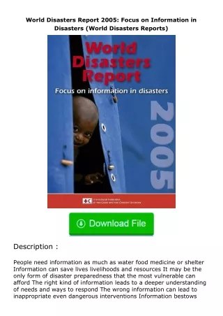download⚡️ free (✔️pdf✔️) World Disasters Report 2005: Focus on Information in