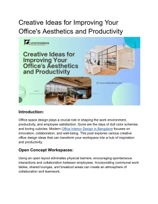 Creative Ideas for Improving Your Office's Aesthetics and Productivity