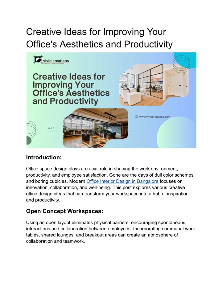 creative ideas for improving your office