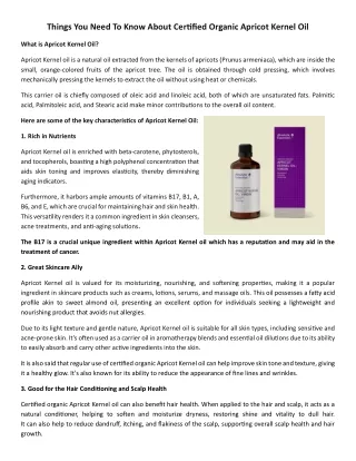 Things You Need To Know About Certified Organic Apricot Kernel Oil