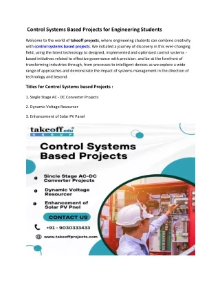 Control Systems Based Projects for Engineering Students