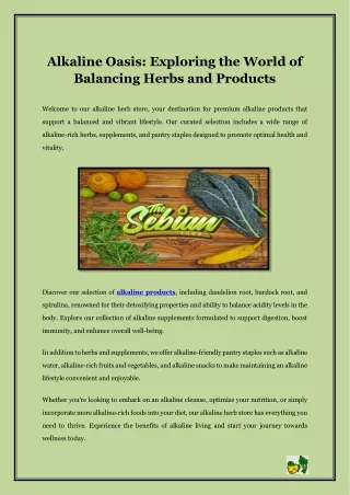Alkaline Oasis- Exploring the World of Balancing Herbs and Products