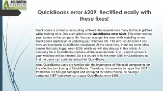 Effective solutions steps to fix Error 6209 in QuickBooks Desktop