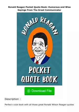 Download❤[READ]✔ Ronald Reagan Pocket Quote Book: Humorous and Wise Sayings Fr