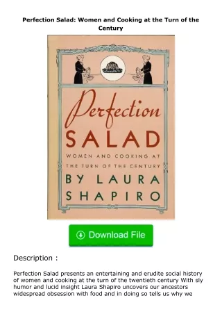 Download⚡ Perfection Salad: Women and Cooking at the Turn of the Century