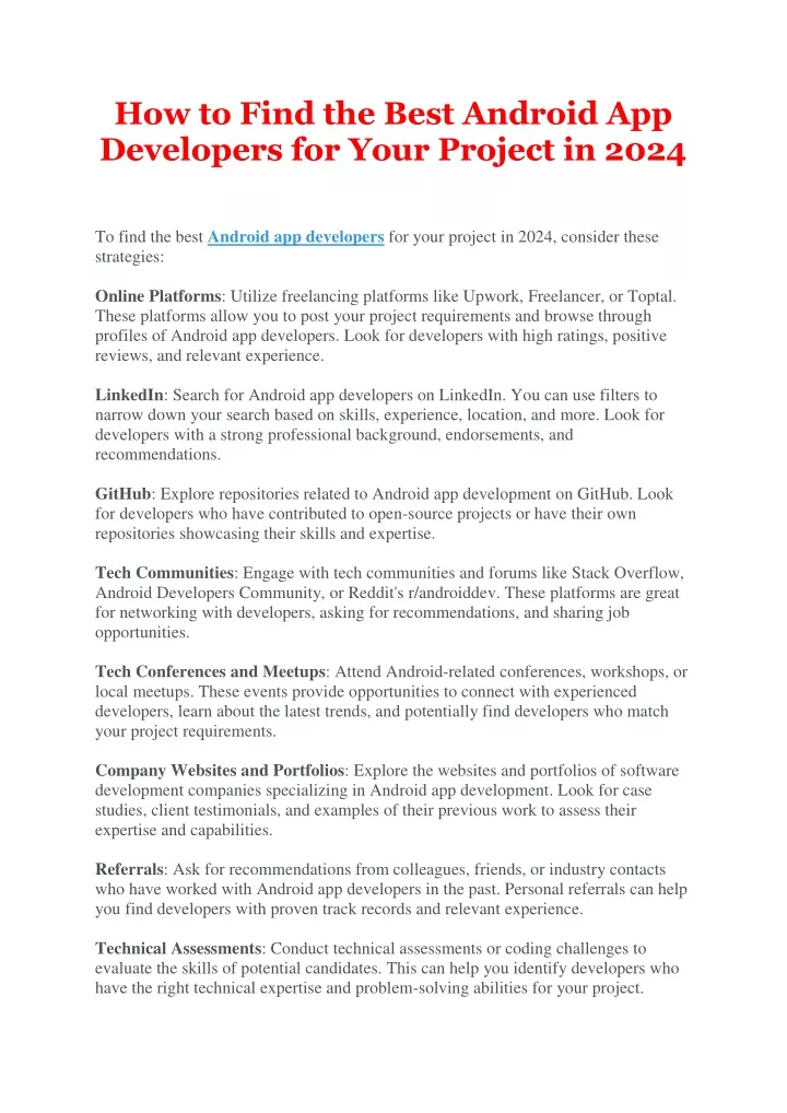 how to find the best android app developers