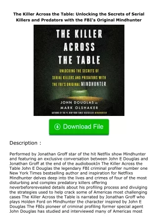 Download⚡(PDF)❤ The Killer Across the Table: Unlocking the Secrets of Serial K
