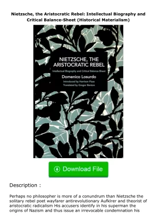 ✔️download⚡️ (pdf) Nietzsche, the Aristocratic Rebel: Intellectual Biography a