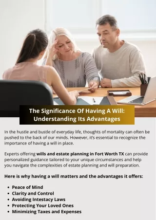 The Significance Of Having A Will: Understanding Its Advantages