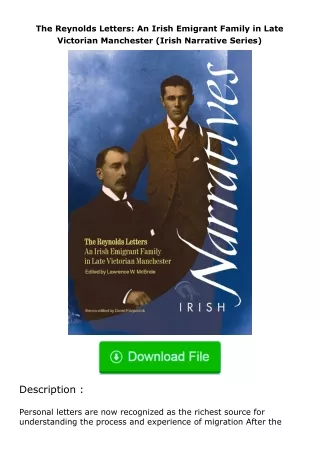 ❤️get (⚡️pdf⚡️) download The Reynolds Letters: An Irish Emigrant Family in Lat