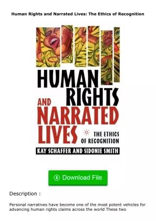 full✔download️⚡(pdf) Human Rights and Narrated Lives: The Ethics of Recognitio