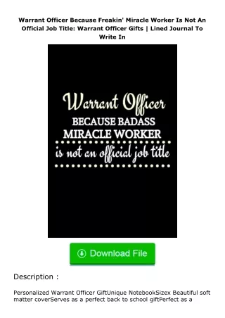 free read (✔️pdf❤️) Warrant Officer Because Freakin' Miracle Worker Is Not An