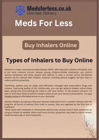 Types of Inhalers to Buy Online