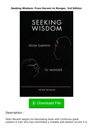 PDF✔Download❤ Seeking Wisdom: From Darwin to Munger, 3rd Edition