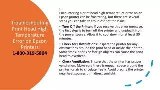Print (1-800-319-5804) Head High Temperature Error on Epson Printer