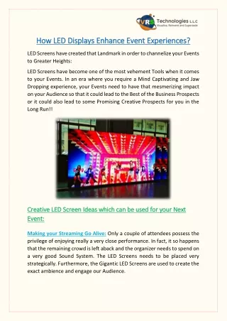 How LED Displays Enhance Event Experiences?
