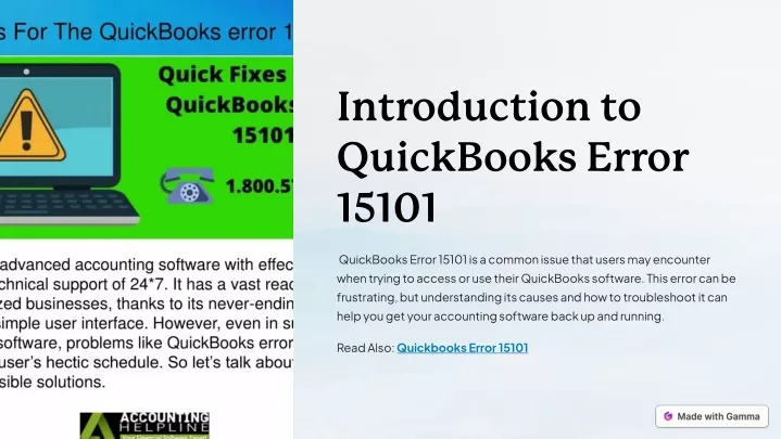 introduction to quickbooks error 15101