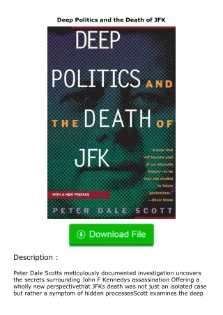 ❤PDF⚡ Deep Politics and the Death of JFK