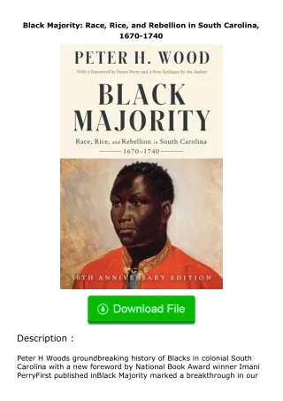 full✔download️⚡(pdf) Black Majority: Race, Rice, and Rebellion in South Caroli