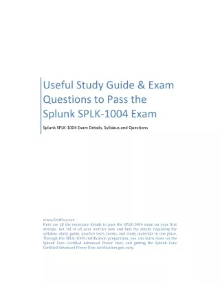 Useful Study Guide & Exam Questions to Pass the Splunk SPLK-1004 Exam