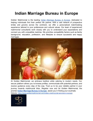 Indian Marriage Bureau in Europe