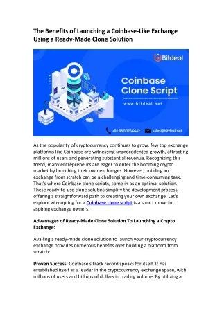 Benefits of Using Clone Solution To Launch Exchange like Coinbase