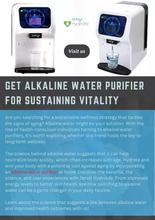Get Alkaline Water Purifier for Sustaining Vitality