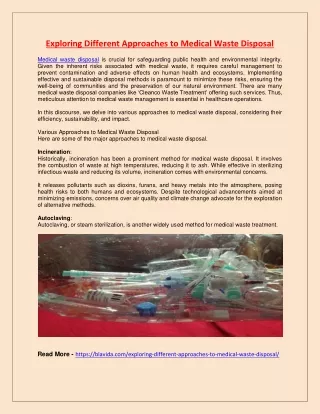 Exploring Different Approaches to Medical Waste Disposal (1)