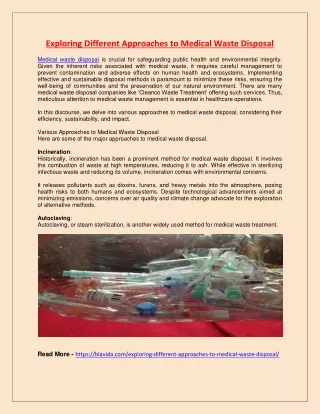 exploring different approaches to medical waste