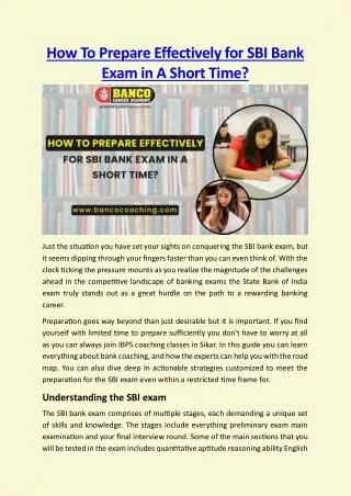 How To Prepare Effectively For SBI Bank Exam In A Short Time