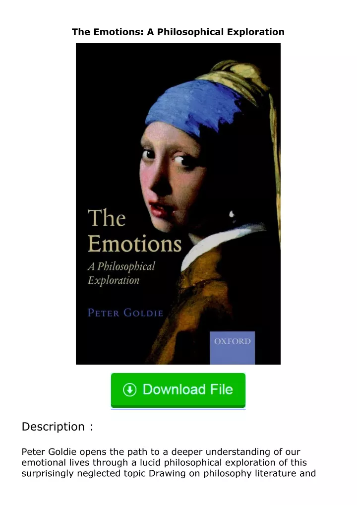 the emotions a philosophical exploration