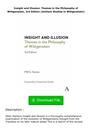 read ❤️(✔️pdf✔️) Insight and Illusion: Themes in the Philosophy of Wittgenstei